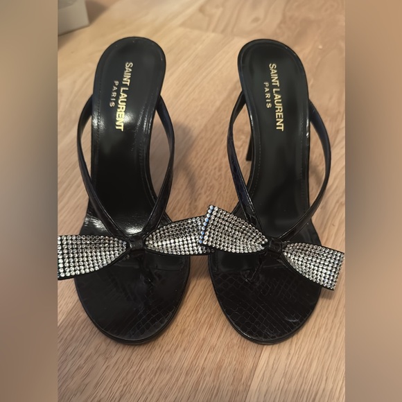 Saint Laurent Black Leather Sandals - Picture 2 of 4